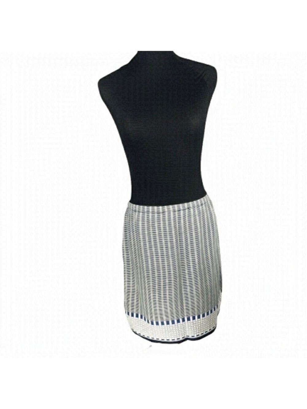 𝅺MAX STUDIO Skirt Blue and White with Black Hem Size M